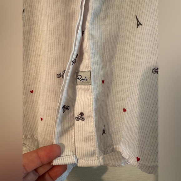 RAILS XS Taylor Little Paris Motif White Pinstripe Eiffel Tower Bicycle Whimsy - Picture 9 of 14